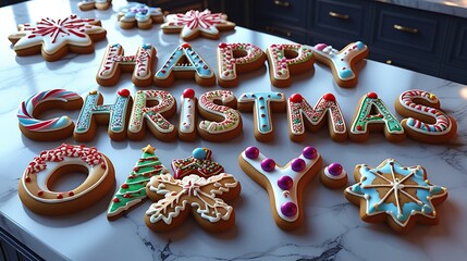 Handmade christmas cookies spell happy christmas day pictures