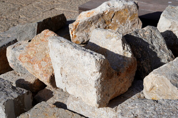 Mediterranean stones or masonry stones from a quarry for construction