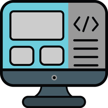 Web development interface on monitor icon