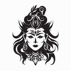 Mythical Hindu Deity Vector Portrait on white background