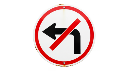 Prohibition sign: The prohibition sign is warning you. A straightforward circular traffic sign, clearly indicating No Left Turn with its universally recognizable imagery.
