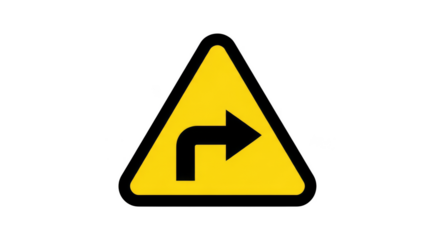 Turn Right Road Sign: A bright yellow road sign with a bold black right turn arrow, offering clear and concise guidance for drivers.