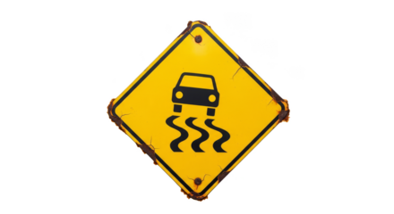 Slippery Road Ahead: A weathered road sign, warning of potential danger, warns of the hazardous conditions ahead. The symbol speaks volumes.