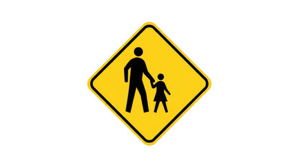Pedestrian Crossing Symbol: This image presents a quintessential pedestrian crossing sign. The sign depicts a parent figure, hand in hand with a child, walking forward.