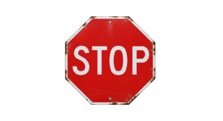 Stop Sign: A close-up shot of a classic, octagonal red stop sign, conveying a sense of authority and clear instruction.