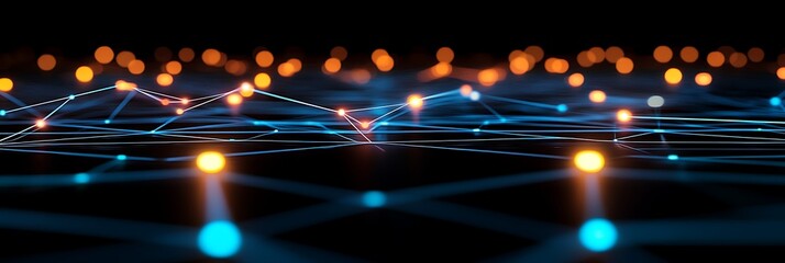 Abstract representation of interconnected network nodes and data streams