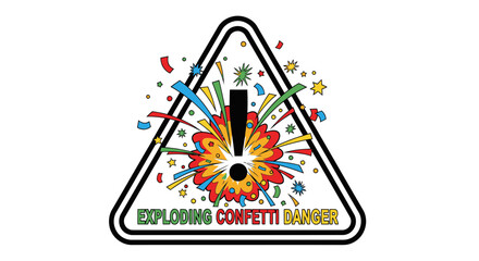 Alerting Sign Depicting Confetti Explosion Warning Danger Graphic Illustration