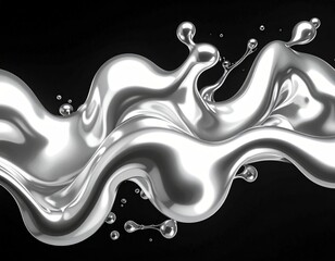 Metallic liquid wave splashing on black