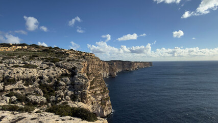Rocky coast of Malta, natural landscape. Dingli Cliffs