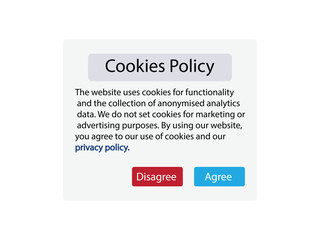 Obraz premium Cookie Policy Alert with Agree and Disagree Buttons vector.