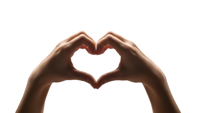 Heart hand gesture isolated on transparent background - Powered by Adobe