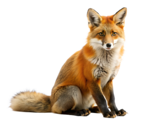 red fox vulpes isolated on white background, PNG. AI Generated