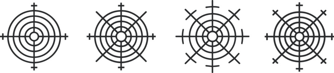 Target aim icon set, crosshair and bullseye symbols for accuracy, focus, shooting and goal concept, clean minimal vector design © Mason Murp Creations