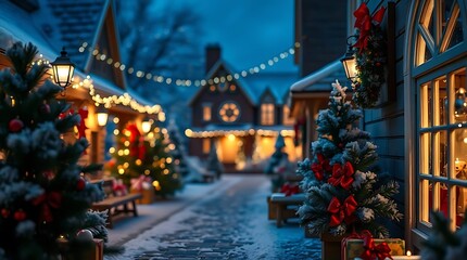 A true-to-life representation of a classic Christmas scene, focusing on the fine points of festive embellishments and ambient lighting