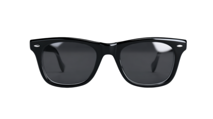 Classic black sunglasses with dark lenses and silver accents, perfect for fashion accessory advertising, summer style promotions, and personal protection imagery.
