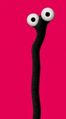 Fototapeta premium An inquisitive googly-eyed creature against magenta, ideal for Surrealist Art Day or World Creature Conservation Week