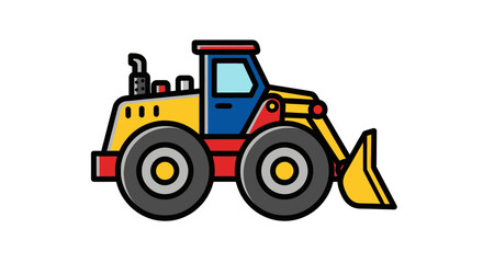 Naklejka premium Cartoon Bulldozer Illustration: Vibrant Machinery for Construction and Engineering Projects