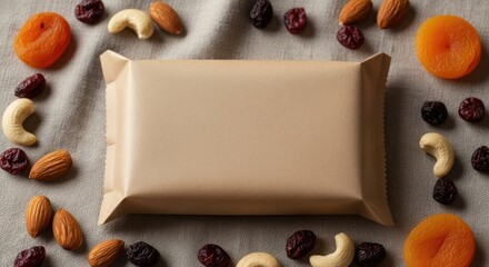 Nutrient Rich Snack Bar Presentation on Fabric Backdrop With Space to Customize