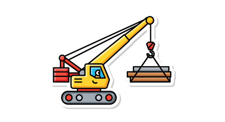 Cartoon Crane Lifting Load: Colorful Construction Illustration for Creative Projects