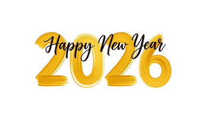 Golden lettering spells happy new year 2026 with a celebratory and optimistic design