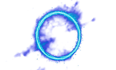 Mystical Glowing Blue Circle Portal with Smoky Aura Effect, Perfect for Magical, Fantasy, or Sci-Fi Digital Art Overlays
