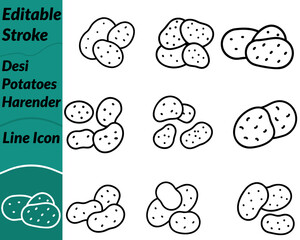 A simple and clean icon of Desi Potatoes Harender featuring two rustic. Oval-shaped potatoes with subtle surface dots representing texture and natural skin. The design uses smooth rounded outlines.