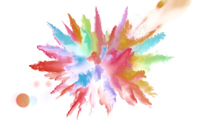 Dynamic Paint Dust Splash on Bright White Bokeh Background Template