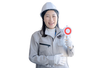 笑顔の作業員女性