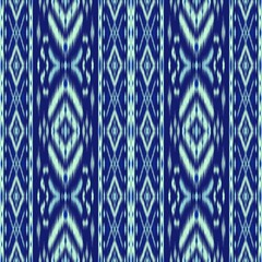 Modern Ikat Winter Elegant Stripe: Vertical Ornamental Lines in Blue, White, and Light Cyan with Snowy Rhythm