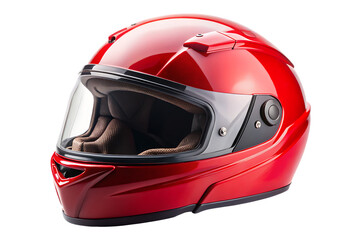red motorcycle helmet isolated on white background, PNG. AI Generated