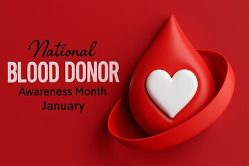 National blood donor awareness month january heart shape blood drop