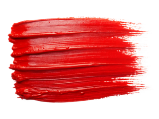 red paint brush strokes isolated on white background, PNG. AI Generated