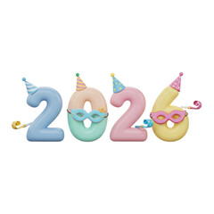 2026  New Year symbol on transparent background. 2026 YEAR. Design for decorating, background, wallpaper, illustration.