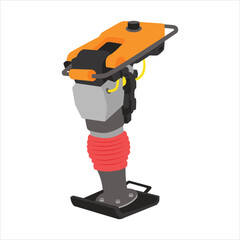 Tamping rammer soil compactor construction equipment illustration Vector