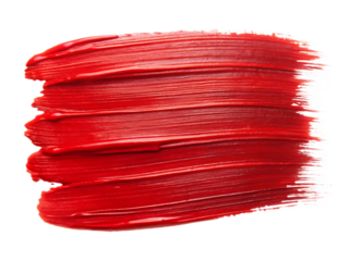 red paint brush strokes isolated on white background, PNG. AI Generated