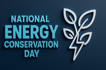 National energy conservation day with leaf and lightning bolt symbol