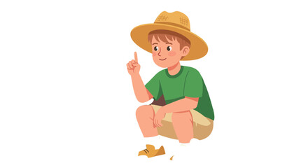 Young Explorer Points Upwards Displaying Positive Curiosity and Determination Indeed