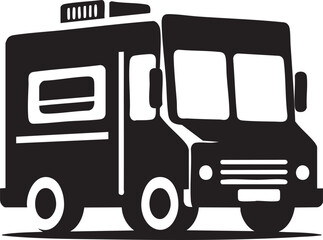 Food truck icon black and white vector graphic