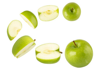 Falling Green Apple Cutout, Full Depth Of Field.