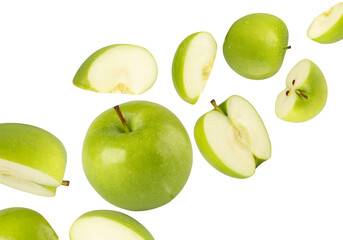 Falling Green Apple Cutout, Full Depth Of Field.