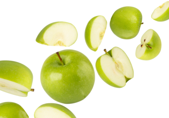 Falling Green Apple Cutout, Full Depth Of Field.