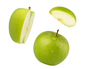 Falling Green Apple Cutout, Full Depth Of Field.