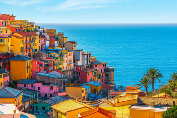 Colorful Manarola Village Overlooking the Sea, Cinque Terre, Italy