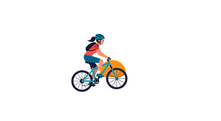 Naklejka premium Woman Rides Bicycle Silhouetted Against Black Backdrop Demonstrating Fitness Lifestyle