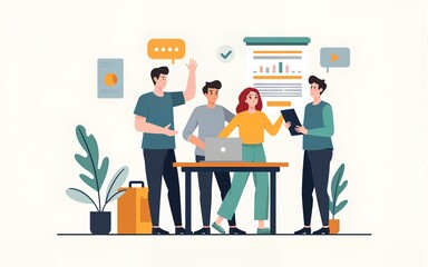 Management small business or company with group of people. Standard care to work to progress. Line icon 12pt. High quality