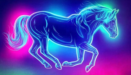 A retro futuristic digital horse that creates daily Christmas content, the concept of interactive technology. Symbol of the New Year 2026