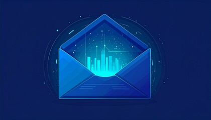 envelope with glowing futuristic cityscape on transparent background