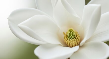 Serene close-up of a pristine white magnolia blossom in exquisite detail