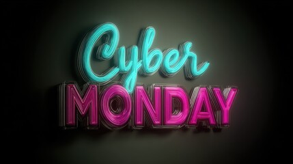Neon sign displaying the phrase "Cyber Monday" in vibrant colors against a dark background.