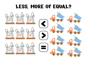 More, Less or Equal? Fun Counting Worksheet for Kids
